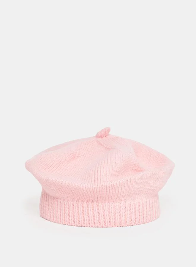 Styli Flower Applique Solid Beret Hat